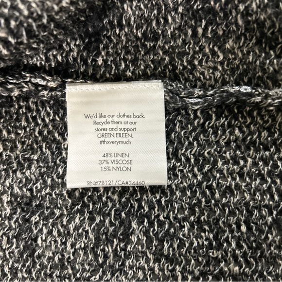 Eileen Fisher Open Cardigan Sweater Women’s XS Black White Gray Italian Linen - Picture 5 of 11